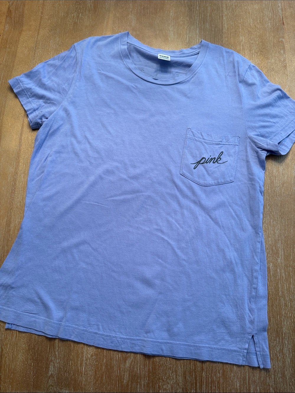 PINK Victoria's Secret Lavender Script Pocket Tee